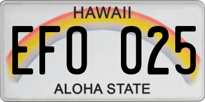 HI license plate EFO025