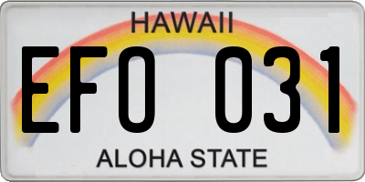 HI license plate EFO031