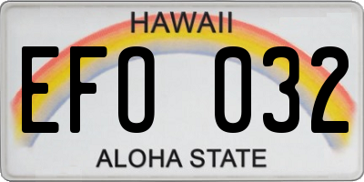 HI license plate EFO032
