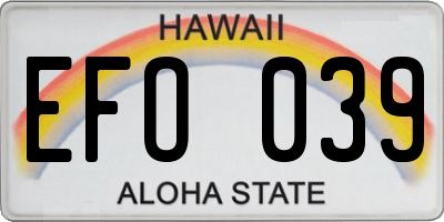 HI license plate EFO039