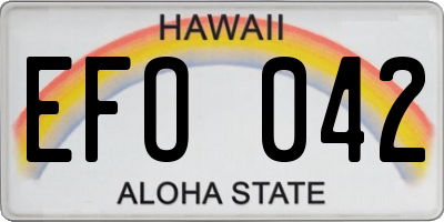 HI license plate EFO042
