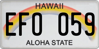 HI license plate EFO059