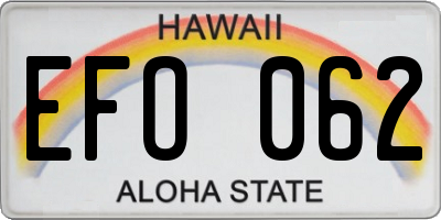HI license plate EFO062