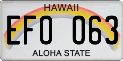 HI license plate EFO063