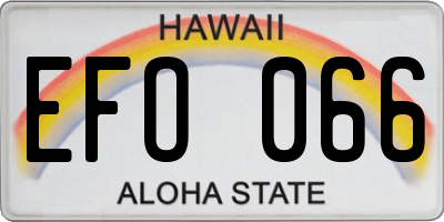 HI license plate EFO066