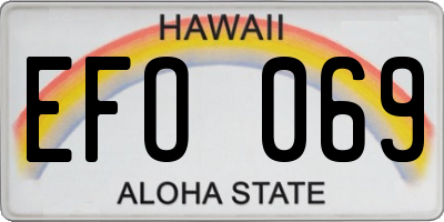 HI license plate EFO069