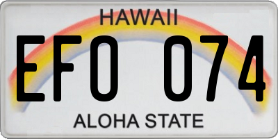 HI license plate EFO074