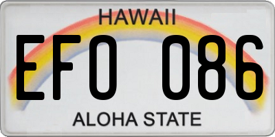 HI license plate EFO086