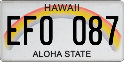 HI license plate EFO087