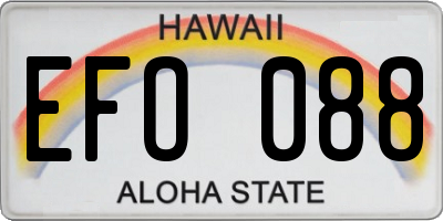 HI license plate EFO088