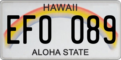HI license plate EFO089