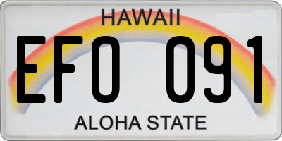 HI license plate EFO091