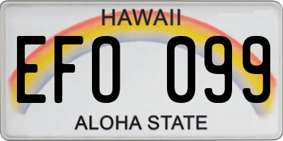 HI license plate EFO099