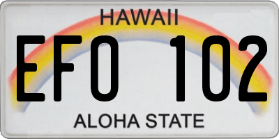 HI license plate EFO102