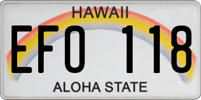 HI license plate EFO118
