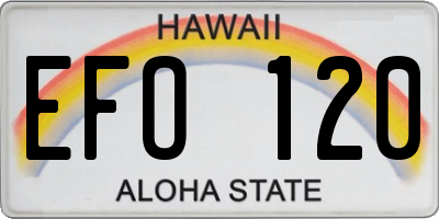 HI license plate EFO120