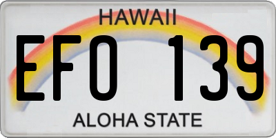 HI license plate EFO139