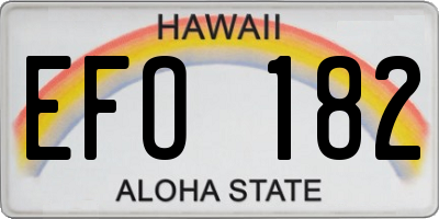 HI license plate EFO182