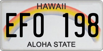 HI license plate EFO198