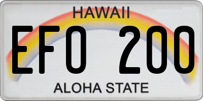 HI license plate EFO200