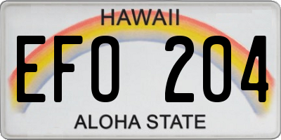 HI license plate EFO204
