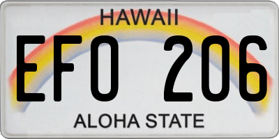 HI license plate EFO206