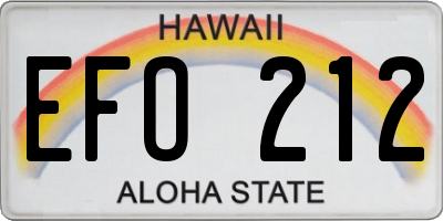 HI license plate EFO212