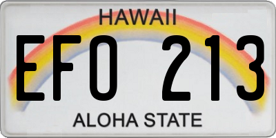 HI license plate EFO213