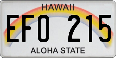 HI license plate EFO215