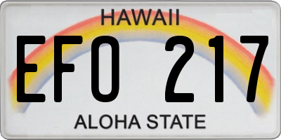 HI license plate EFO217