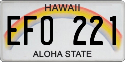 HI license plate EFO221
