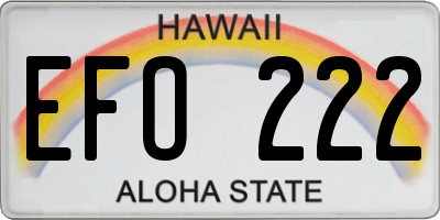 HI license plate EFO222