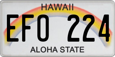 HI license plate EFO224