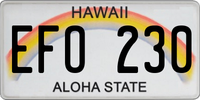 HI license plate EFO230