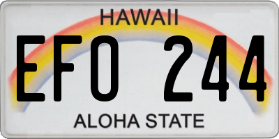 HI license plate EFO244