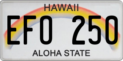 HI license plate EFO250