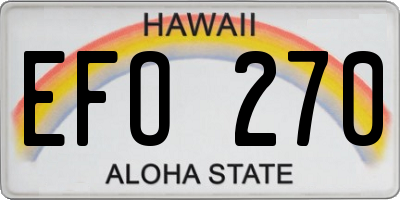 HI license plate EFO270
