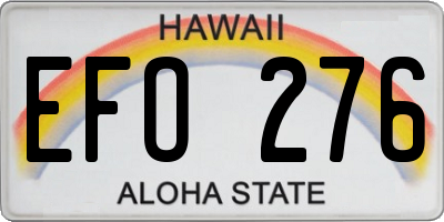 HI license plate EFO276