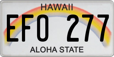 HI license plate EFO277