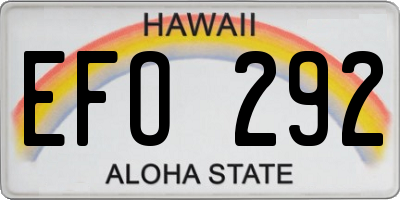 HI license plate EFO292