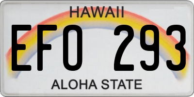 HI license plate EFO293