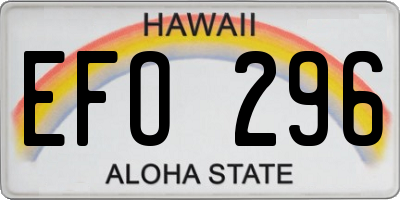 HI license plate EFO296