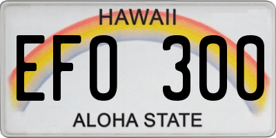 HI license plate EFO300