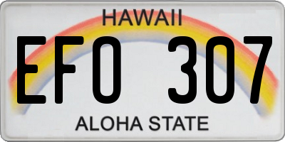 HI license plate EFO307