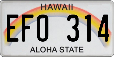 HI license plate EFO314