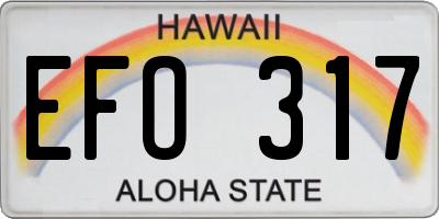 HI license plate EFO317