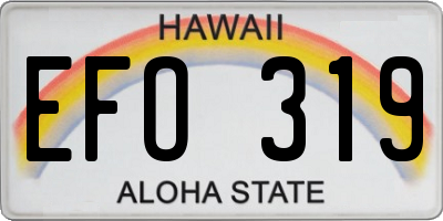 HI license plate EFO319