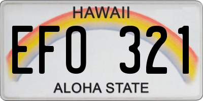 HI license plate EFO321
