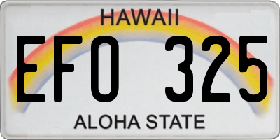 HI license plate EFO325