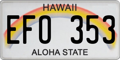 HI license plate EFO353